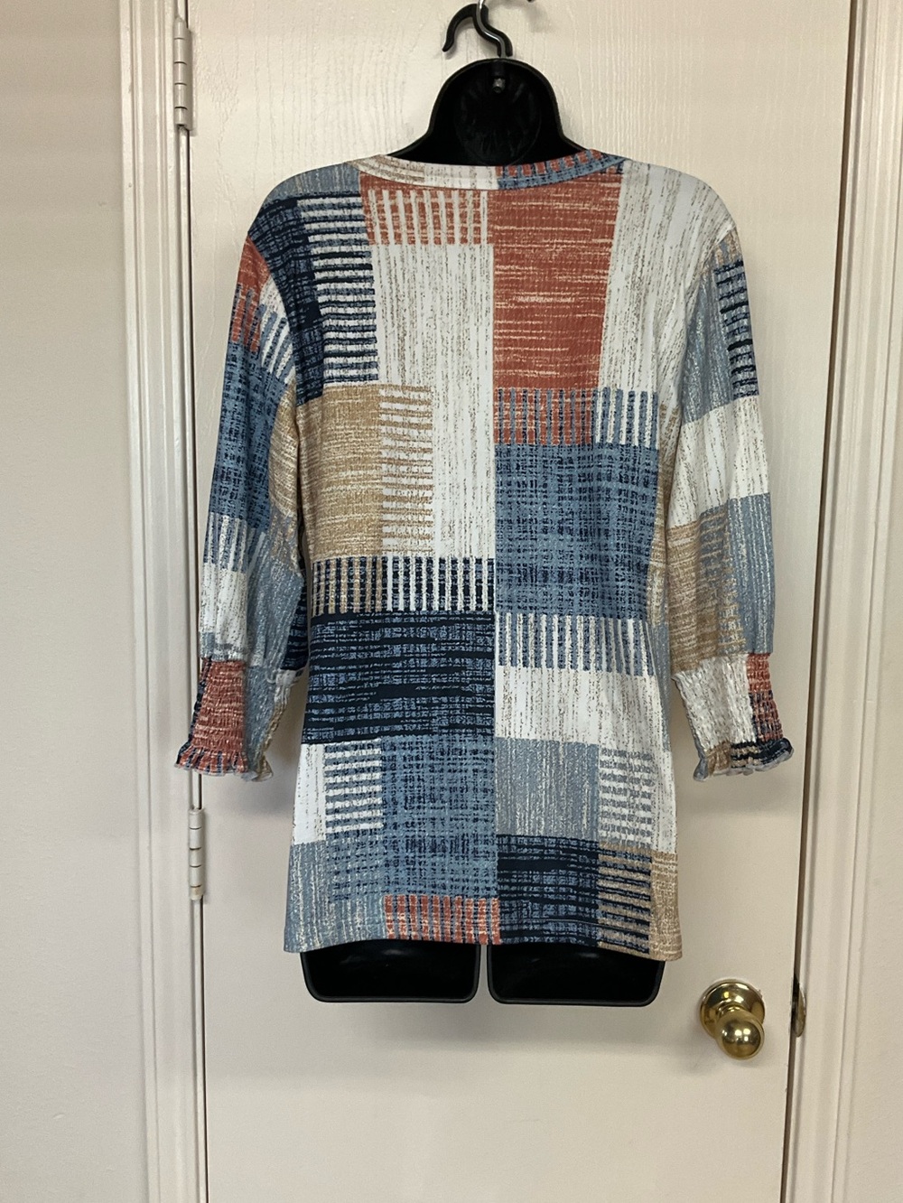 Patchwork Textured V-Neck Tunic - Multi Color - Picture 2 of 4